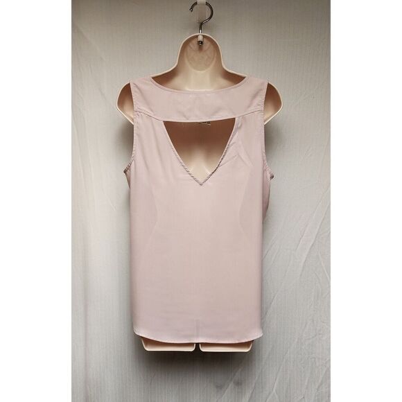 Maurices Women's Size Small Pink Sheer Chiffon Sleeveless V Neck Pullover Blouse - Picture 4 of 8